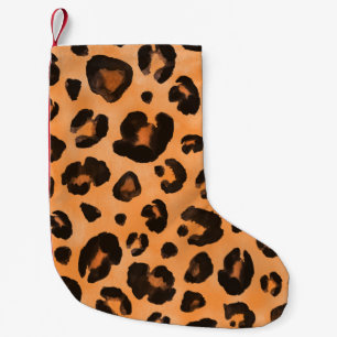 Leopard fur, watercolor, seamless texture. small christmas stocking