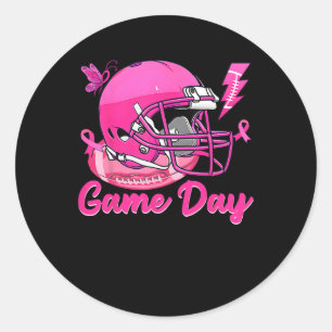 Leopard Game Day Pink American Footbyll Tackle Bre Classic Round Sticker