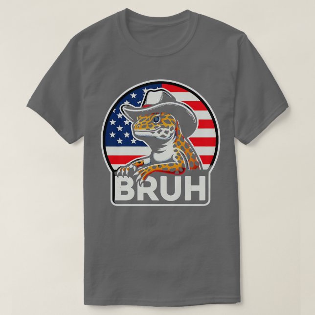 Leopard Gecko american Flag 1 T-Shirt (Design Front)