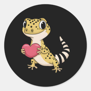 Leopard Gecko Animal Valentine Lovers Reptile Classic Round Sticker