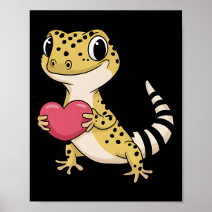Leopard Gecko Animal Valentine Lovers Reptile  Poster
