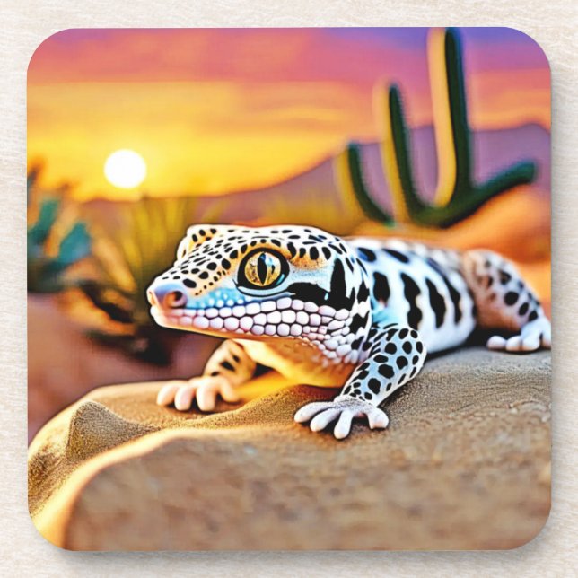 Leopard Gecko Desert Design Coaster (Front)