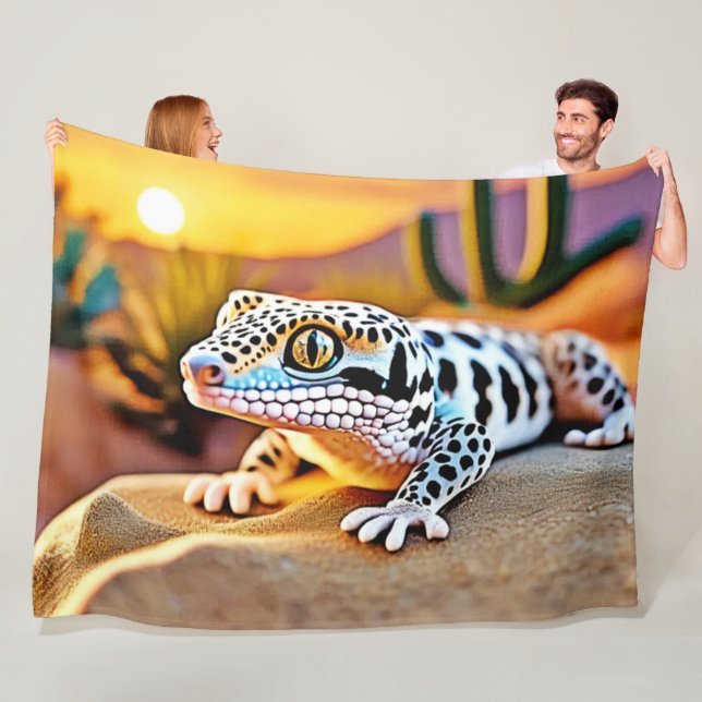 Leopard Gecko Desert Design Fleece Blanket (In Situ)