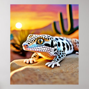 Leopard Gecko Desert Design Poster