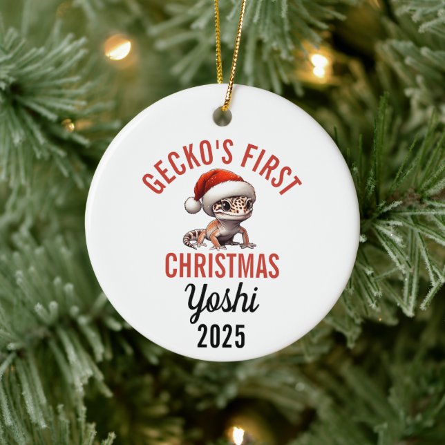 Leopard Gecko First Christmas 2025 Ceramic Tree Decoration (Tree)