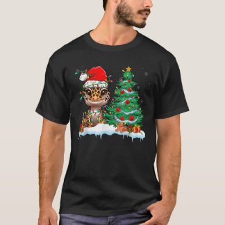 Leopard Gecko Funny Gecko Wearing Santa Hat Christ T-Shirt