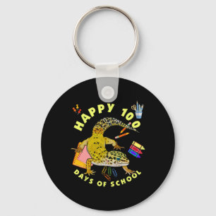 Leopard Gecko Happy 100 Days Of School Funny Key Ring