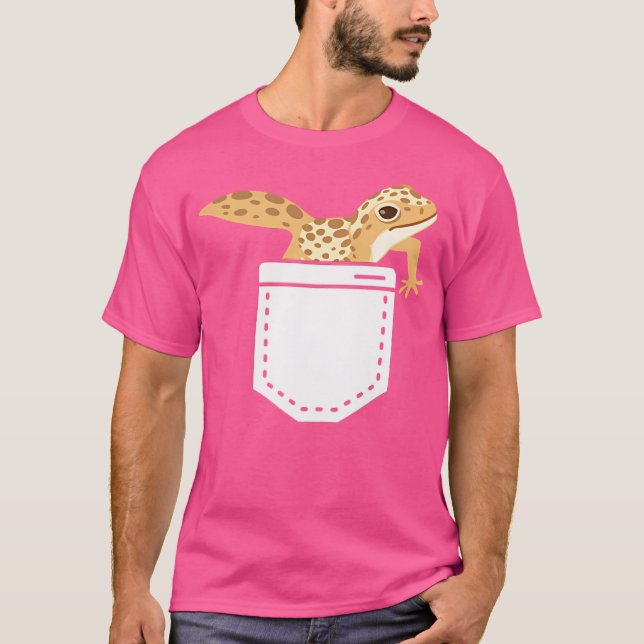 Leopard Gecko In A Pocket Cute Funny Leopard Gecko T-Shirt (Front)