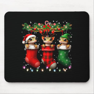 Leopard Gecko In Christmas Socks Lights Leopard Ge Mouse Pad