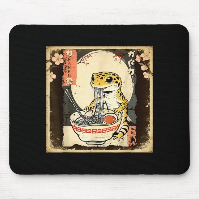 Leopard Gecko Lizard Ramen Crested Gecko Japanese  Mouse Pad (Front)