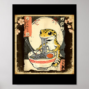 Leopard Gecko Lizard Ramen Crested Gecko Japanese  Poster