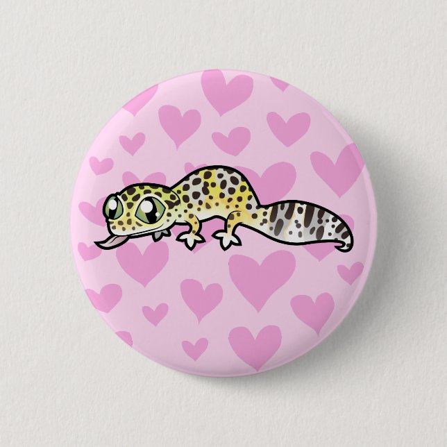 Leopard Gecko Love 6 Cm Round Badge (Front)
