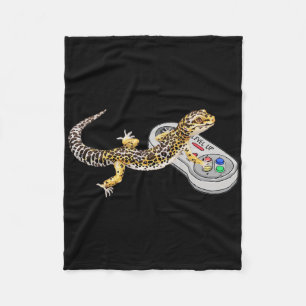 Leopard Gecko Playing Video Game Lizard And Reptil Fleece Blanket
