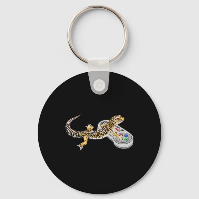 Leopard Gecko Playing Video Game Lizard And Reptil Key Ring (Front)
