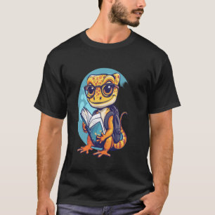 Leopard Gecko Reading Book Back To School Animal B T-Shirt
