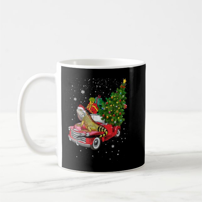 leopard gecko Ride Red Truck Christmas Pajama  Coffee Mug (Left)