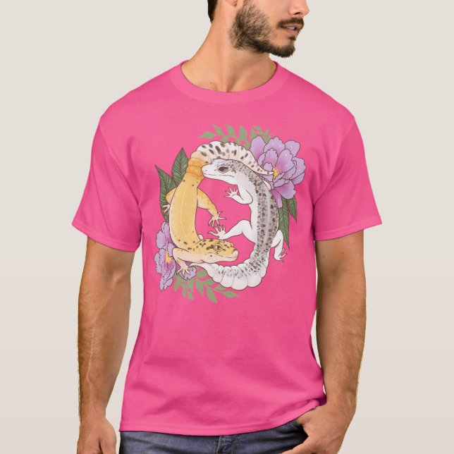 Leopard Geckos And Peony T-Shirt (Front)
