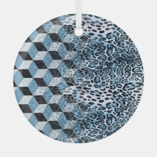 Leopard Geometric, Animal Skin Design. Glass Tree Decoration