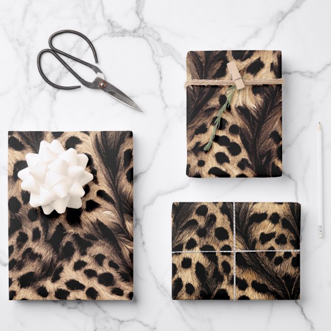 Leopard gift wrapping kit paper sheet (Front)