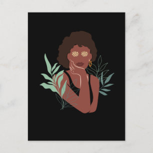 Leopard Girl, Abstract Art Forest Beautiful Woman Postcard