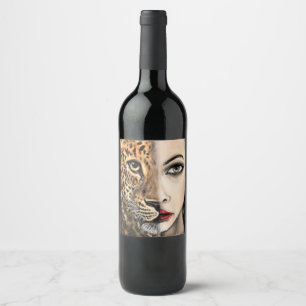 Leopard Girl Wine Bottle Labels