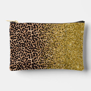 Leopard glam gold sparkle accessory pouch