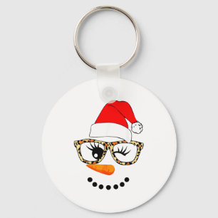 Leopard Gles Santa Claus Snowman Face Christmas Co Key Ring