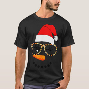 Leopard Gles Santa Claus Snowman Face Christmas Co T-Shirt