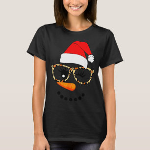 Leopard Gles Santa Claus Snowman Face Christmas Co T-Shirt
