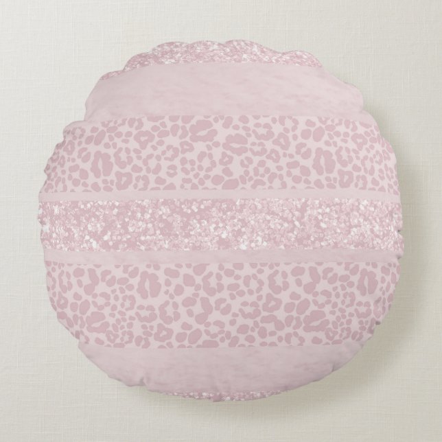Leopard Glitter Stripes Glam 10 Round Cushion (Front)