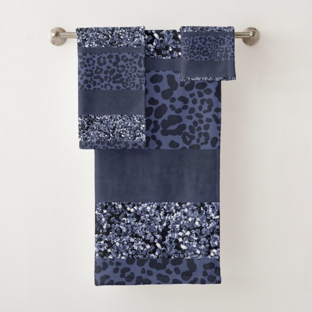 Leopard Glitter Stripes Glam 5 Bath Towel Set (Insitu)