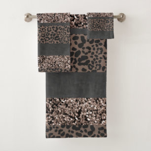 Leopard Glitter Stripes Glam 6 Bath Towel Set