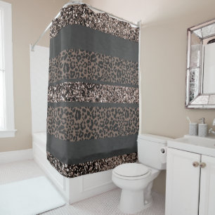Leopard Glitter Stripes Glam 6 Shower Curtain