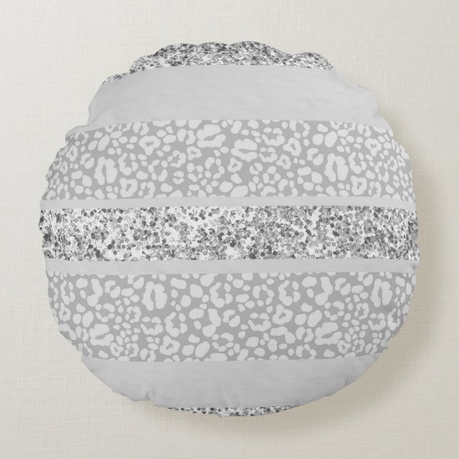 Leopard Glitter Stripes Glam 7 Round Cushion (Front)