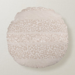 Leopard Glitter Stripes Glam 8 Round Cushion