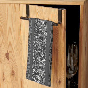 Leopard Glitter Stripes Glam 9 Tea Towel