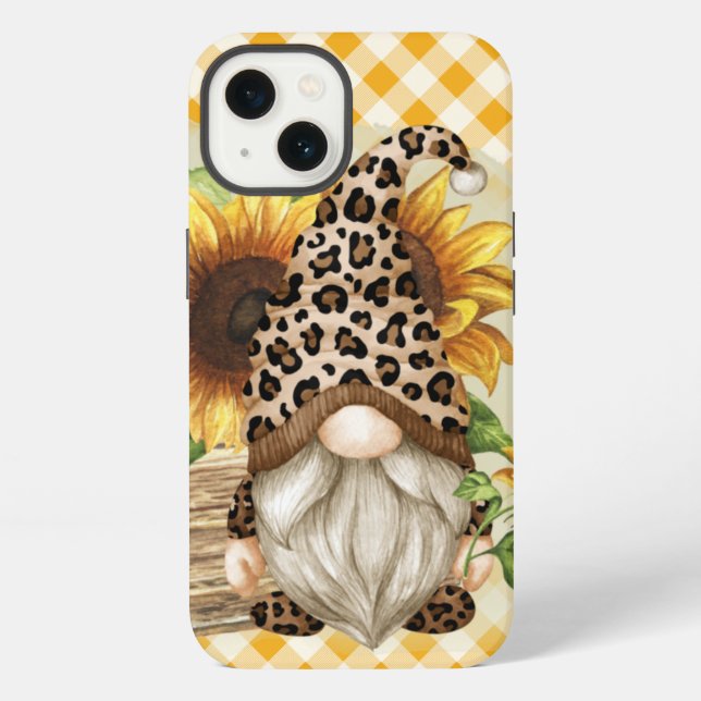 Leopard Gnome Sunflowers iPhone Case (Back)