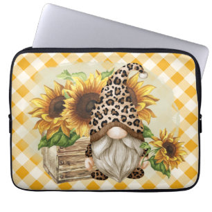 Leopard Gnome Sunflowers Laptop Sleeve