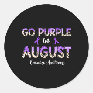 Leopard Go Purple in August Overdose Awareness Classic Round Sticker
