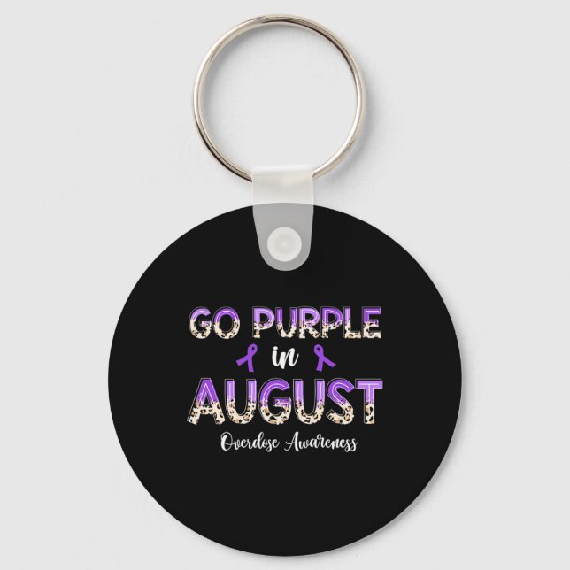Leopard Go Purple in August Overdose Awareness  Key Ring (Front)