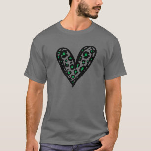 Leopard Green Heart St Patrick Day Women Irish Hol T-Shirt