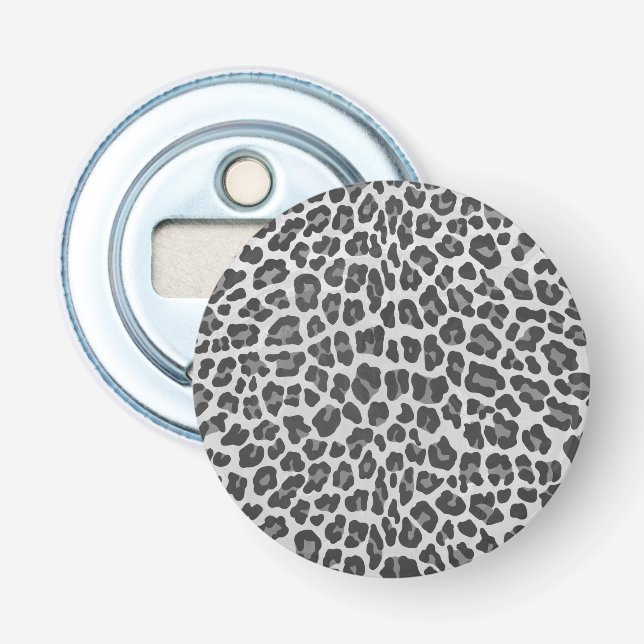 Leopard Grey and Light Grey Print Bottle Opener (Front)