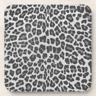 Leopard Grey and Light Grey Print Coaster