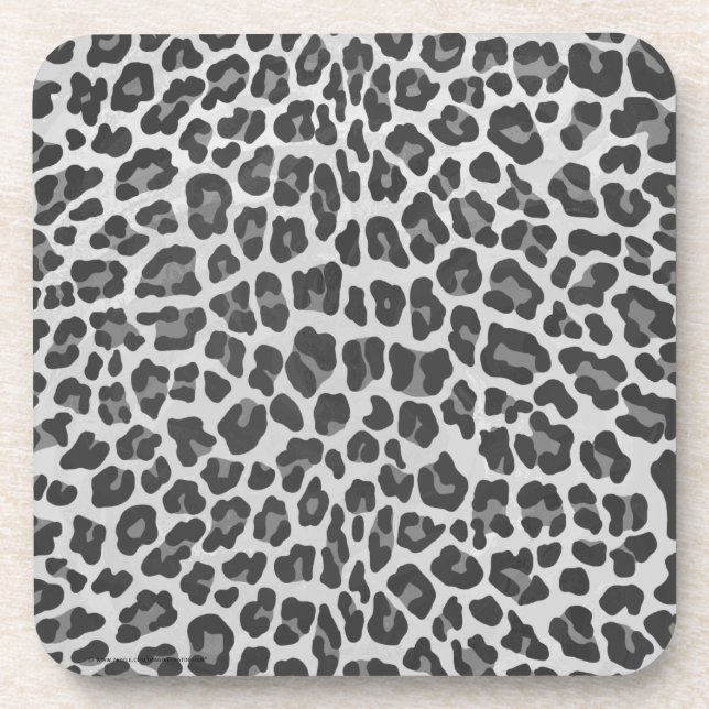 Leopard Grey and Light Grey Print Coaster (Front)