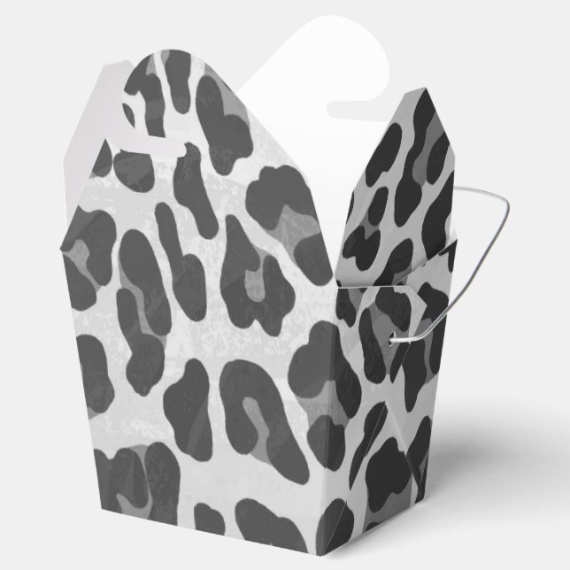 Leopard Grey and Light Grey Print Favour Box (Opened)