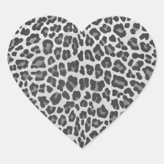 Leopard Grey and Light Grey Print Heart Sticker