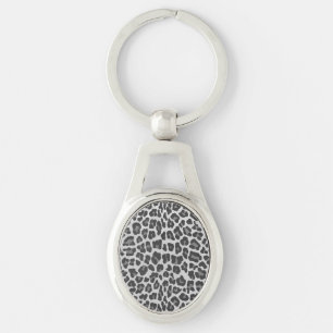 Leopard Grey and Light Grey Print Key Ring