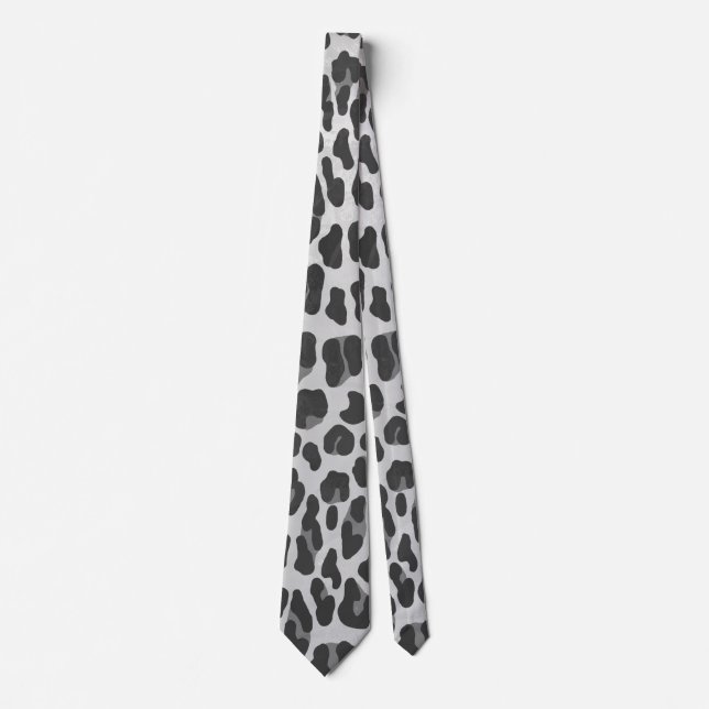 Leopard Grey and Light Grey Print Tie (Front)