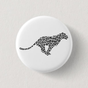 Leopard Grey and Light Grey Silhouette 3 Cm Round Badge