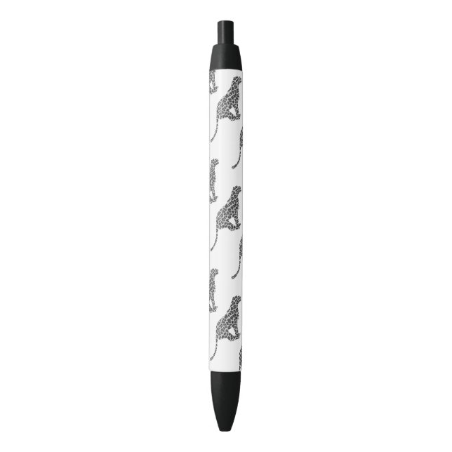 Leopard Grey and Light Grey Silhouette Black Ink Pen (Front Vertical)